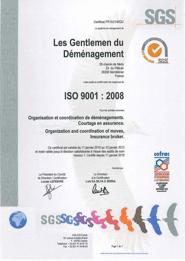Certificat ISO 9001 EIC