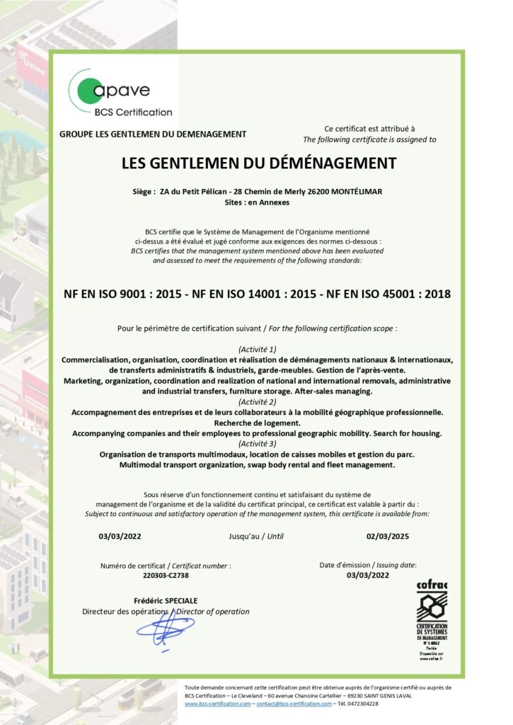 Certificat ISO