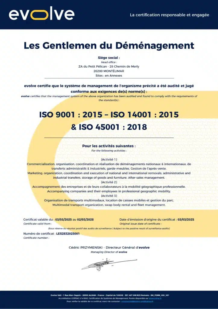 Certificat QSE 2025